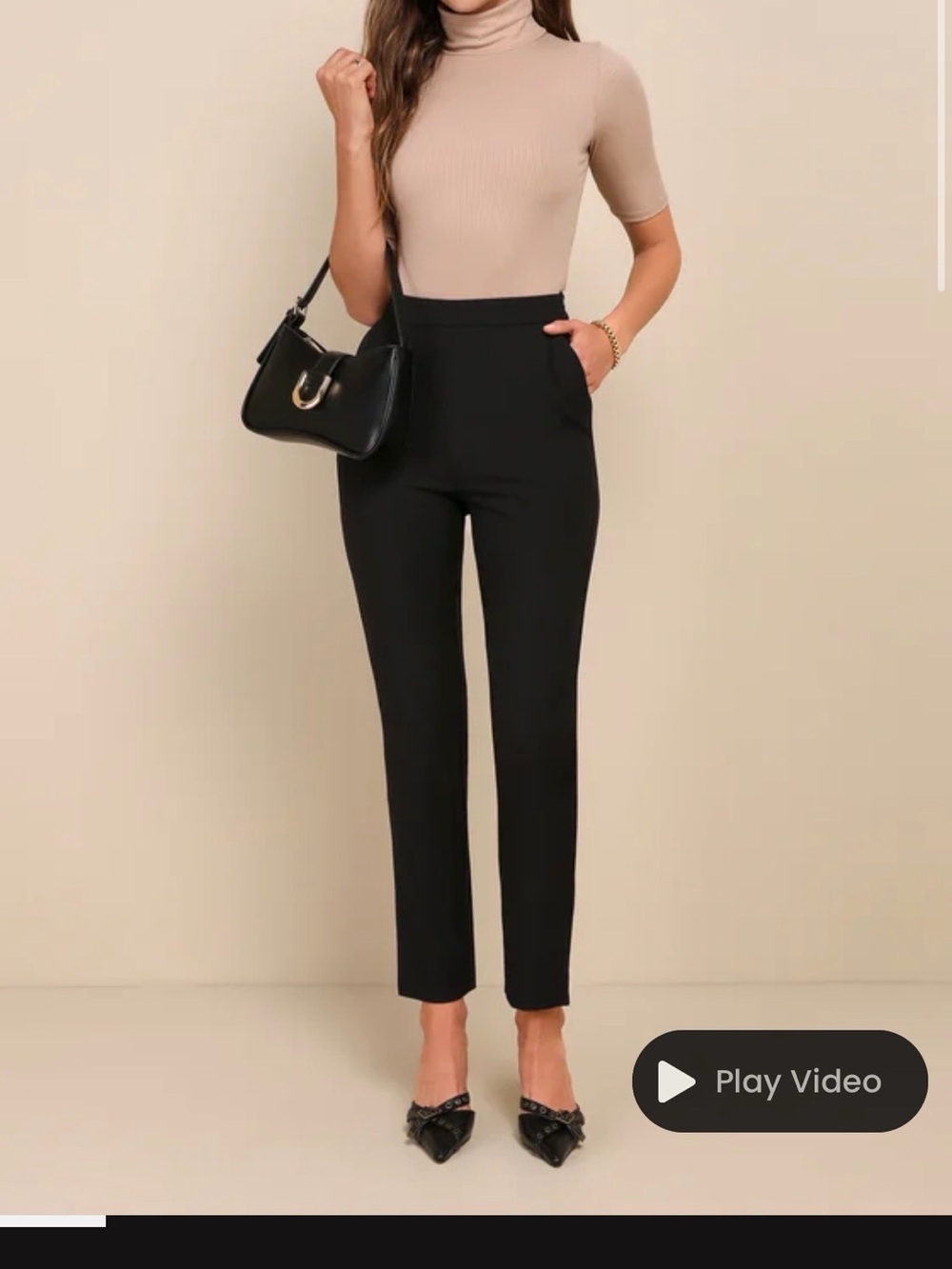 Lulu's Black High-Waist Cropped Ponte Pants